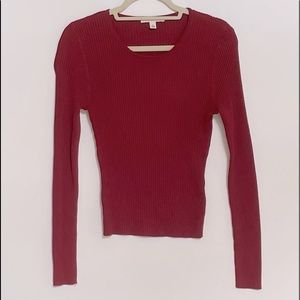 Red ribbed long sleeved dressy sweater top